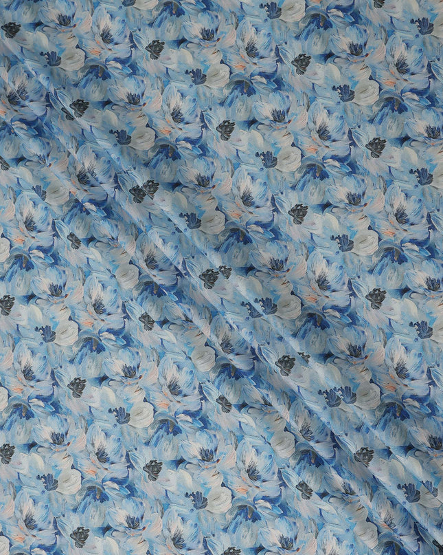 Sky Blue Cotton Satin Fabric 110cm