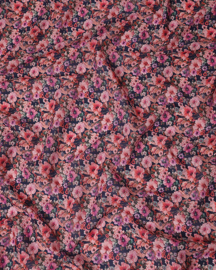 Midnight Navy Cotton Satin Fabric 110cm