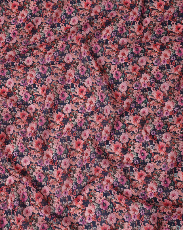 Midnight Navy Cotton Satin Fabric 110cm