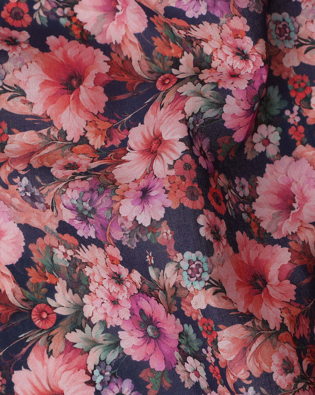 Midnight Navy Cotton Satin Fabric 110cm