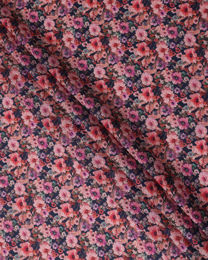 Midnight Navy Cotton Satin Fabric 110cm