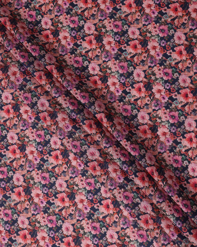 Midnight Navy Cotton Satin Fabric 110cm
