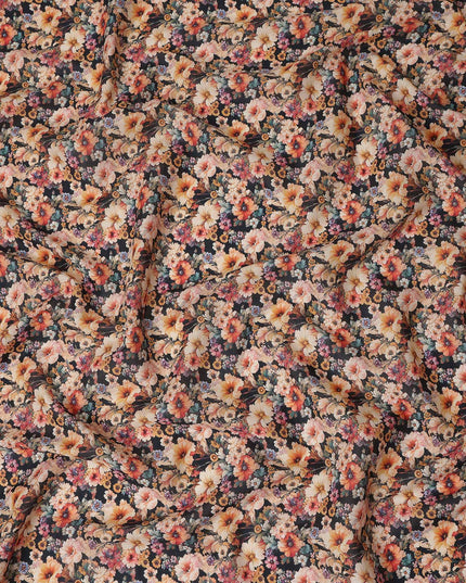 Charcoal Black Cotton Satin Fabric 110cm