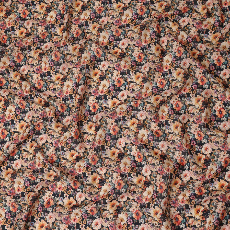 Charcoal Black Cotton Satin Fabric 110cm