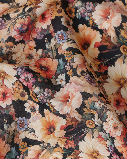 Charcoal Black Cotton Satin Fabric 110cm