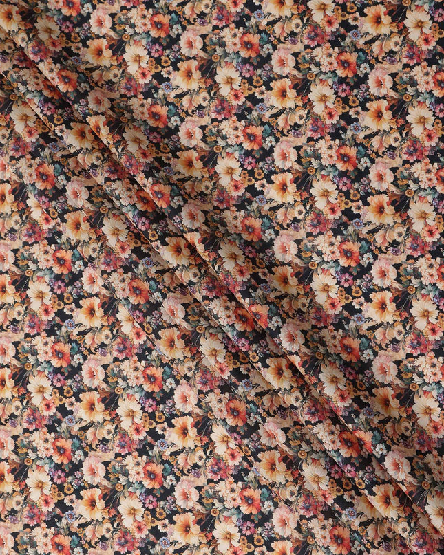 Charcoal Black Cotton Satin Fabric 110cm
