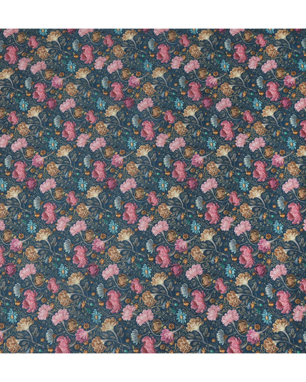 Indigo Navy Cotton Satin Fabric 110cm