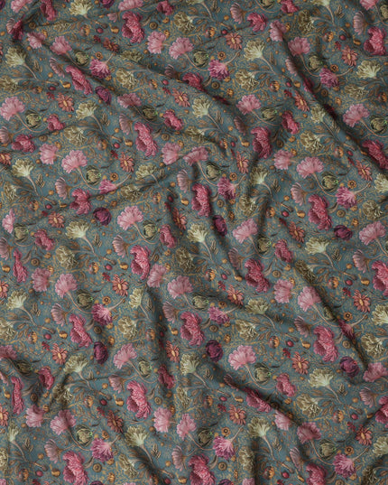 Slate Teal Cotton Satin Fabric 110cm