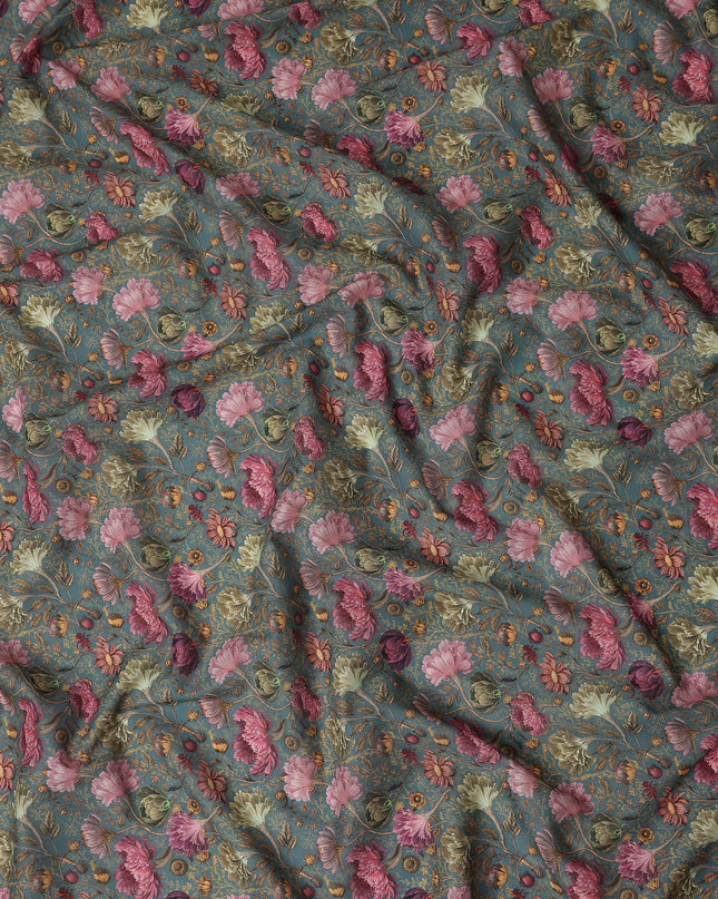 Slate Teal Cotton Satin Fabric 110cm