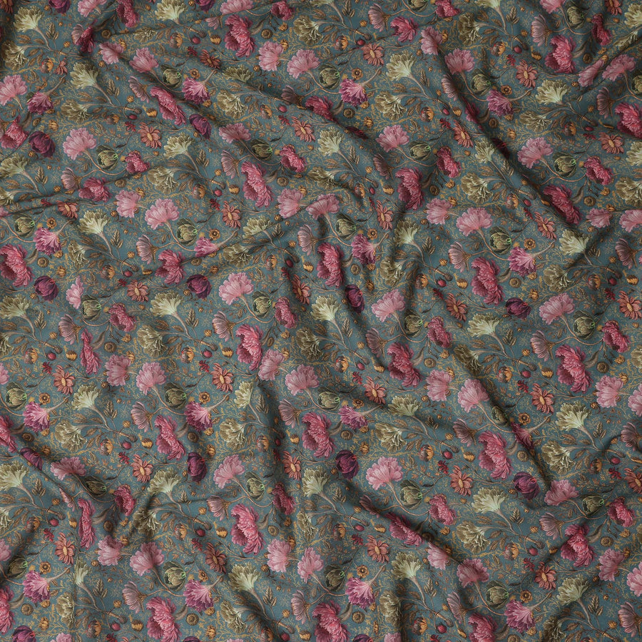 Slate Teal Cotton Satin Fabric 110cm