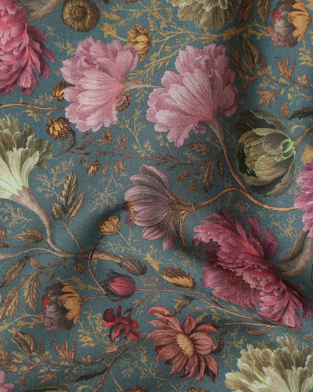 Slate Teal Cotton Satin Fabric 110cm