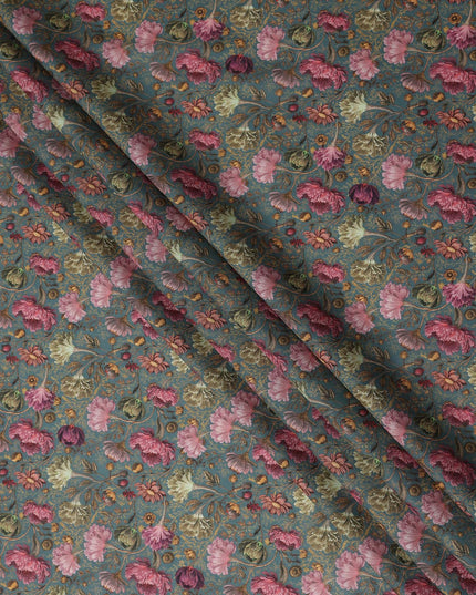 Slate Teal Cotton Satin Fabric 110cm