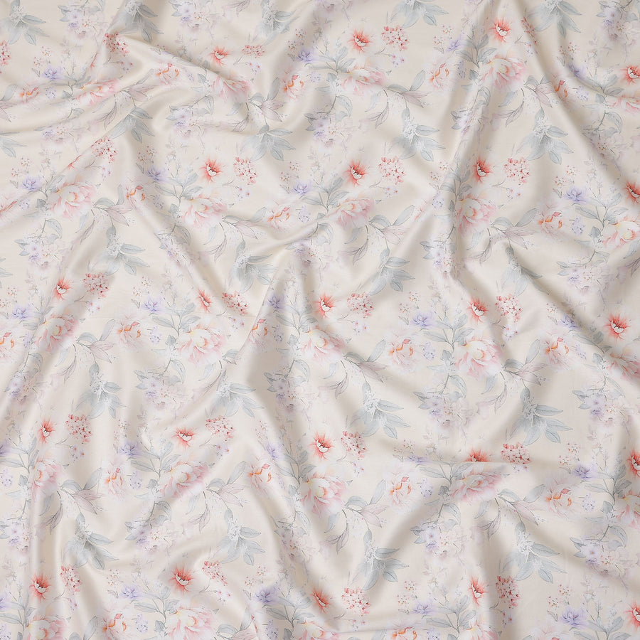 Ivory Coral Cotton Satin Fabric 110cm