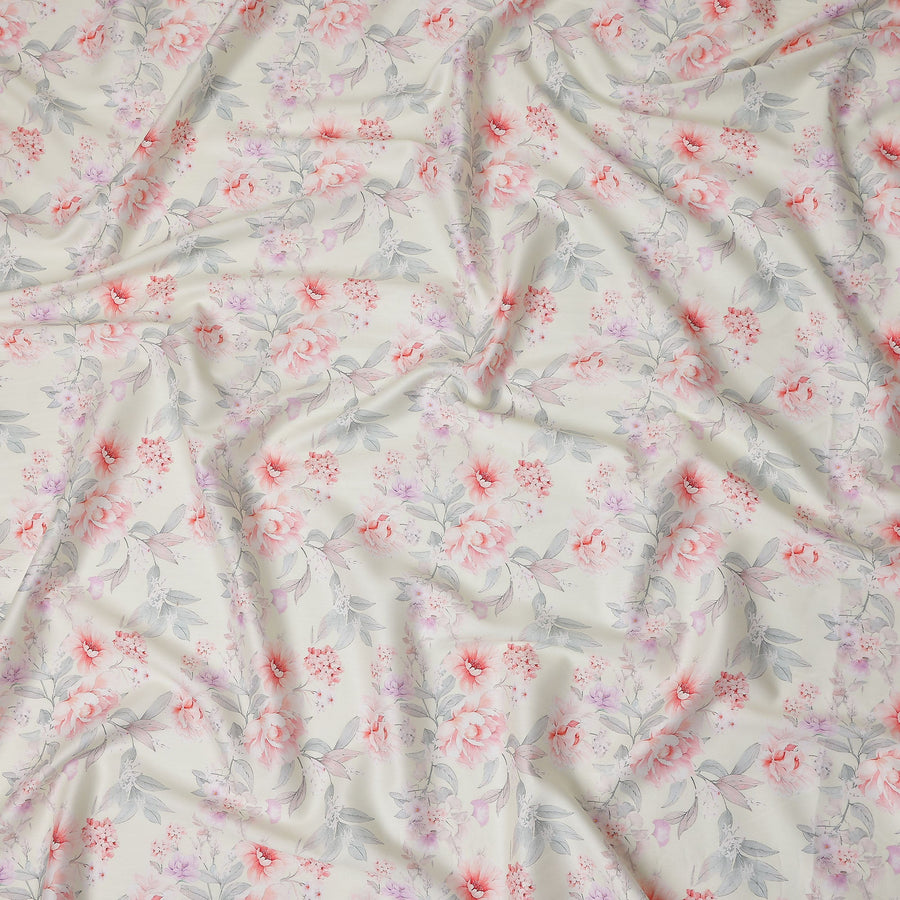 Ivory Blush Cotton Satin Fabric 110cm