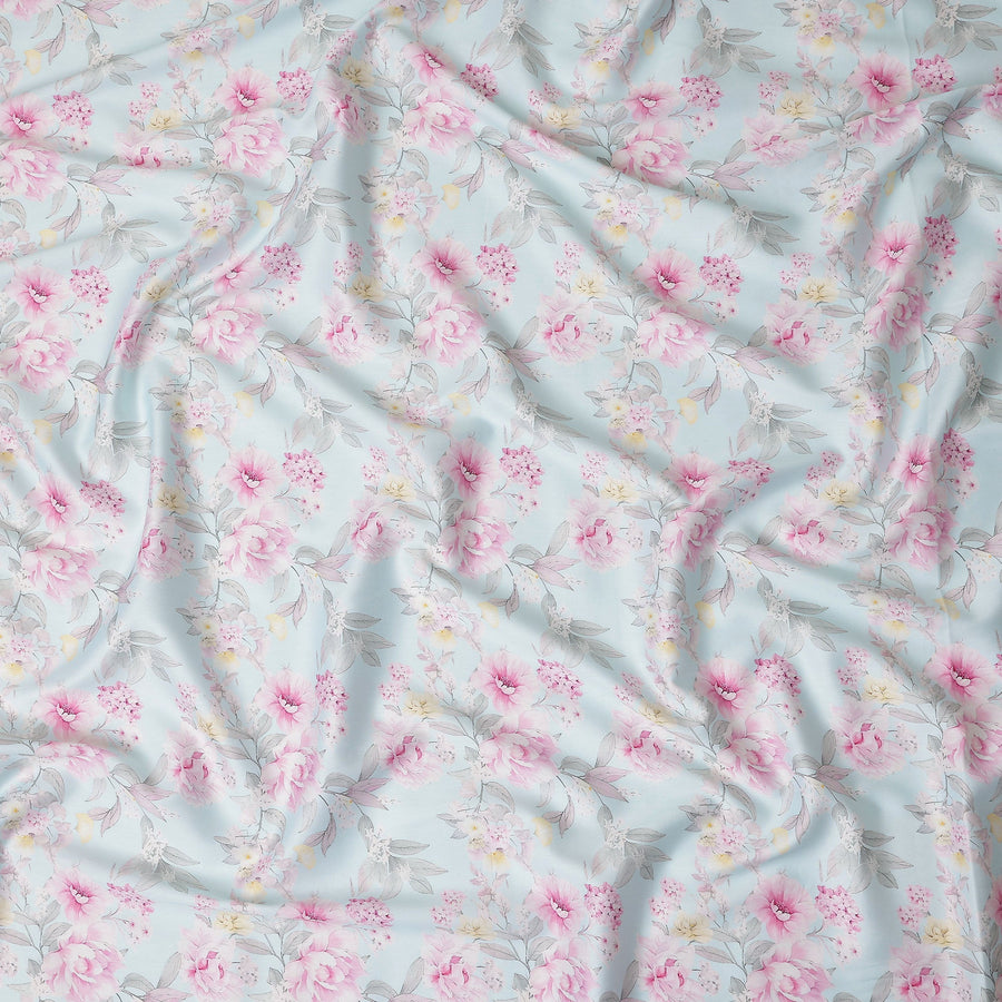 Baby Blue Cotton Satin Fabric 110cm
