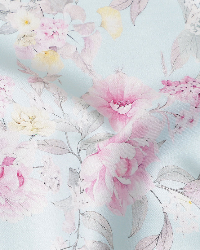 Baby Blue Cotton Satin Fabric 110cm