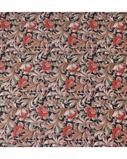 Navy Charcoal Cotton Lawn Printed Fabric 110cm