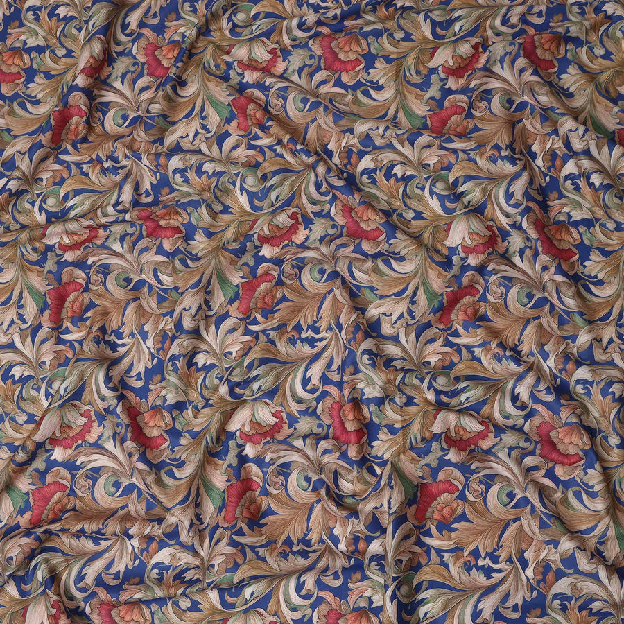 Royal Blue Cotton Lawn Printed Fabric 110cm
