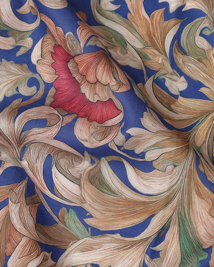 Royal Blue Cotton Lawn Printed Fabric 110cm