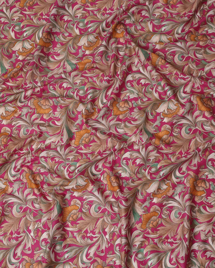 Magenta Pink Cotton Lawn Printed Fabric 110cm