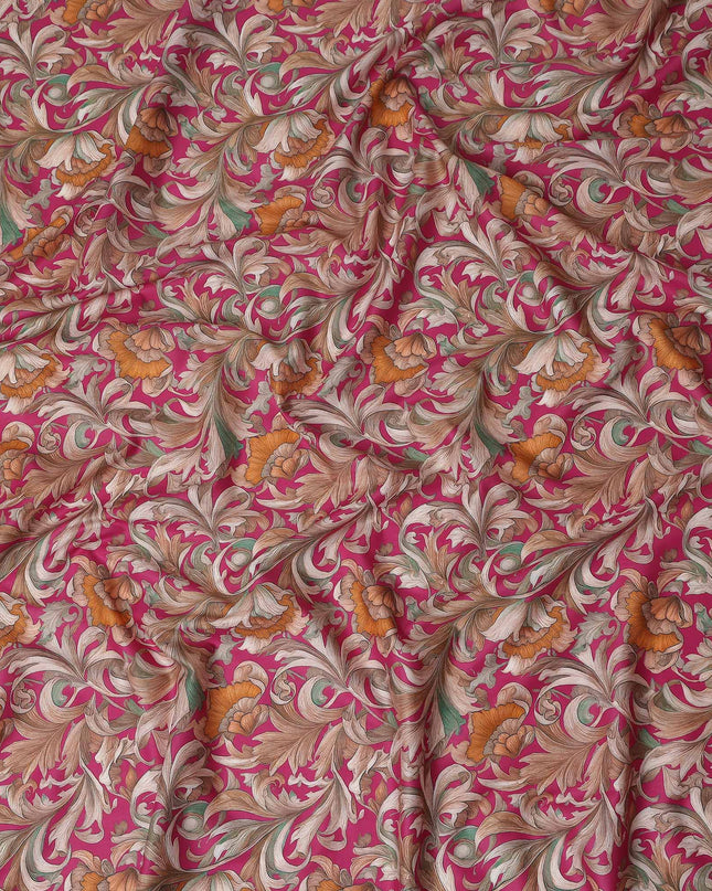 Magenta Pink Cotton Lawn Printed Fabric 110cm