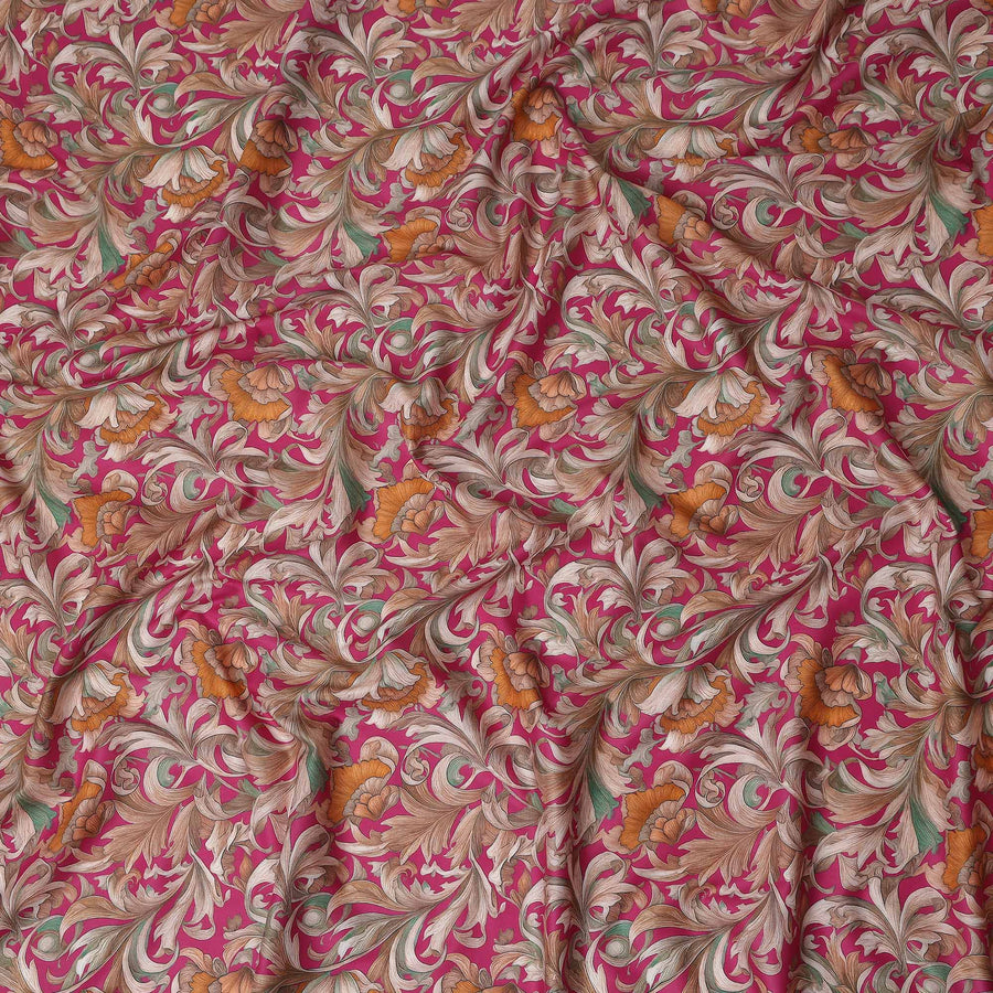 Magenta Pink Cotton Lawn Printed Fabric 110cm