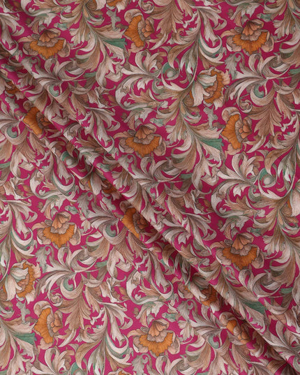 Magenta Pink Cotton Lawn Printed Fabric 110cm