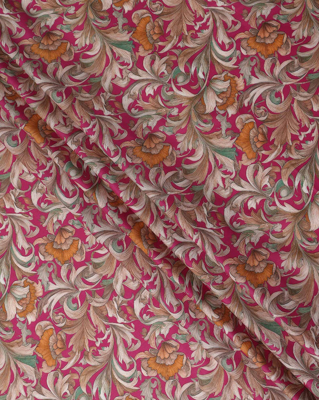 Magenta Pink Cotton Lawn Printed Fabric 110cm