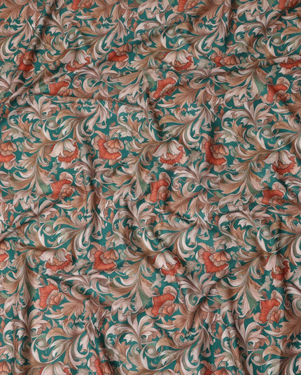 Deep Teal Cotton Lawn Printed Fabric 110cm