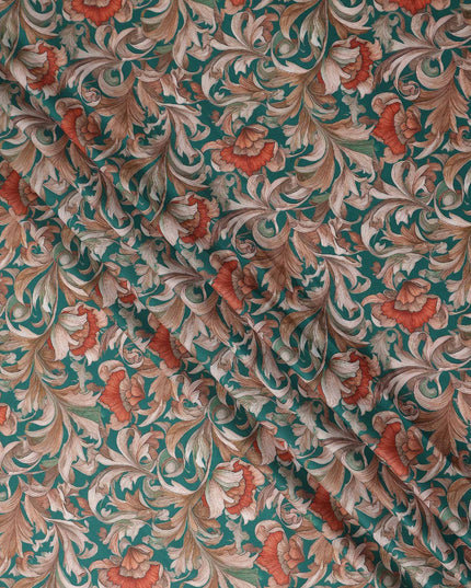 Deep Teal Cotton Lawn Printed Fabric 110cm