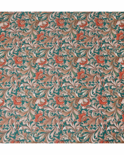 Deep Teal Cotton Lawn Printed Fabric 110cm