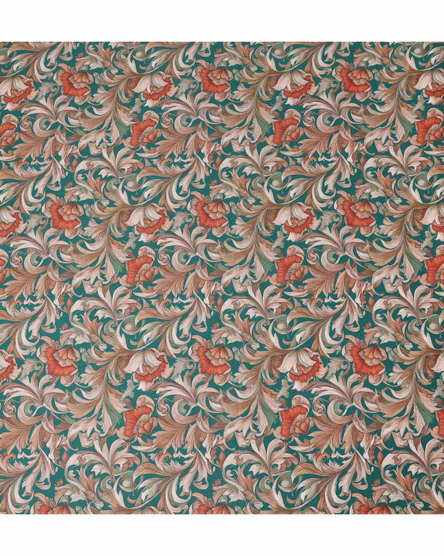 Deep Teal Cotton Lawn Printed Fabric 110cm