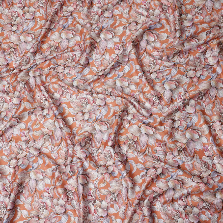 Coral Peach Cotton Satin Fabric 110cm