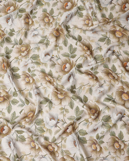 Ivory Tan Synthetic Satin Fabric 110cm
