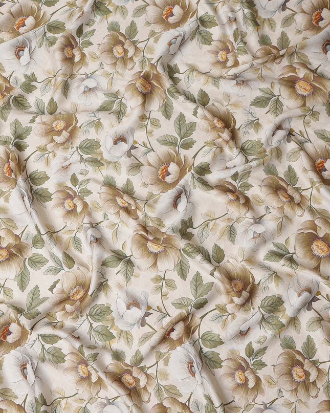 Ivory Tan Synthetic Satin Fabric 110cm