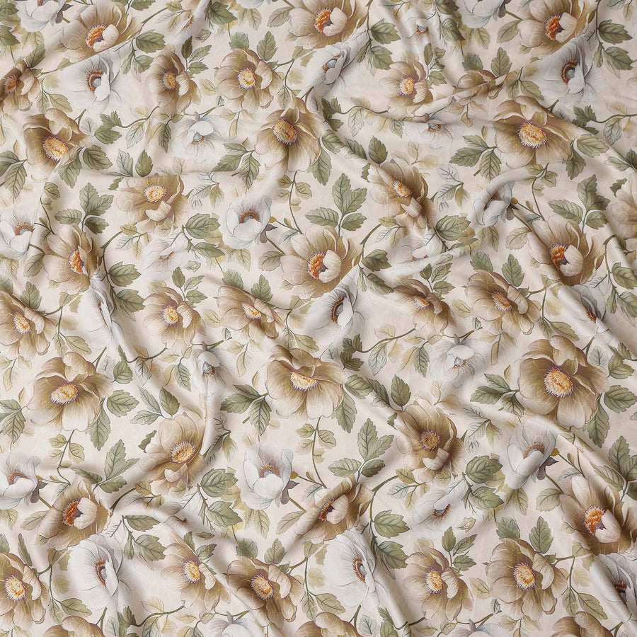Ivory Tan Synthetic Satin Fabric 110cm