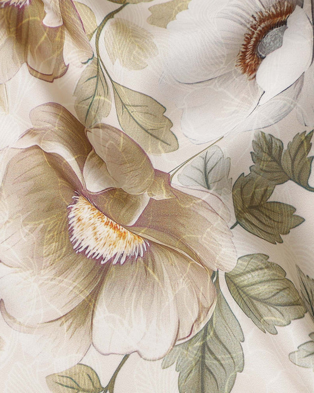 Ivory Tan Synthetic Satin Fabric 110cm