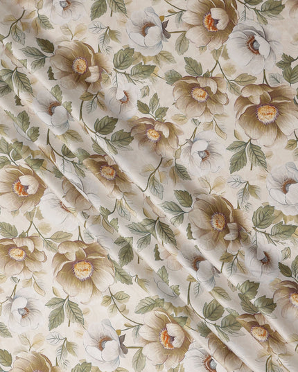 Ivory Tan Synthetic Satin Fabric 110cm
