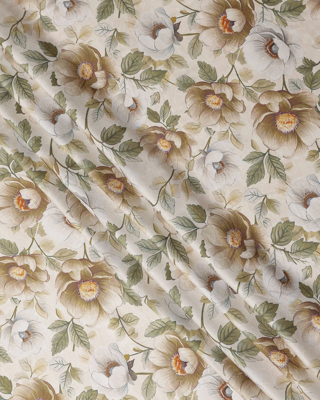 Ivory Tan Synthetic Satin Fabric 110cm