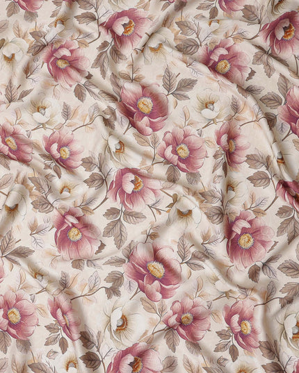 Cream Beige Synthetic Satin Fabric 110cm