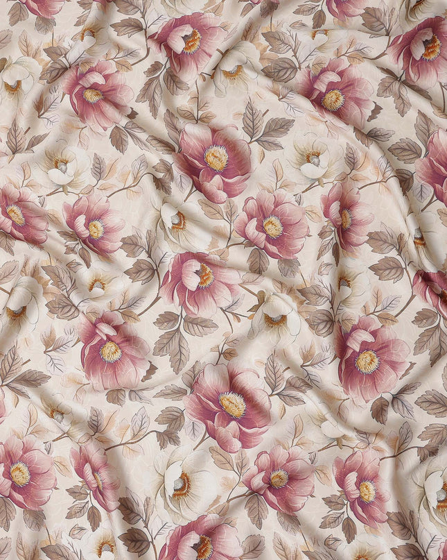 Cream Beige Synthetic Satin Fabric 110cm