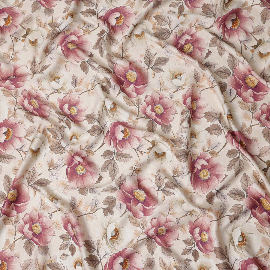 Cream Beige Synthetic Satin Fabric 110cm