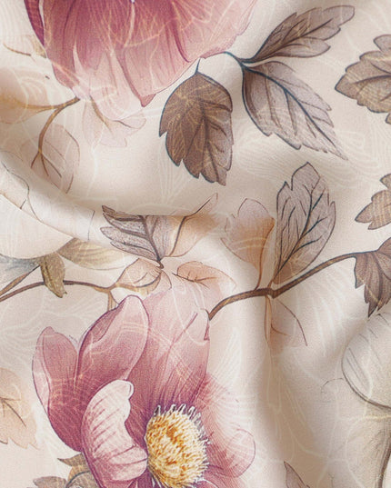 Cream Beige Synthetic Satin Fabric 110cm