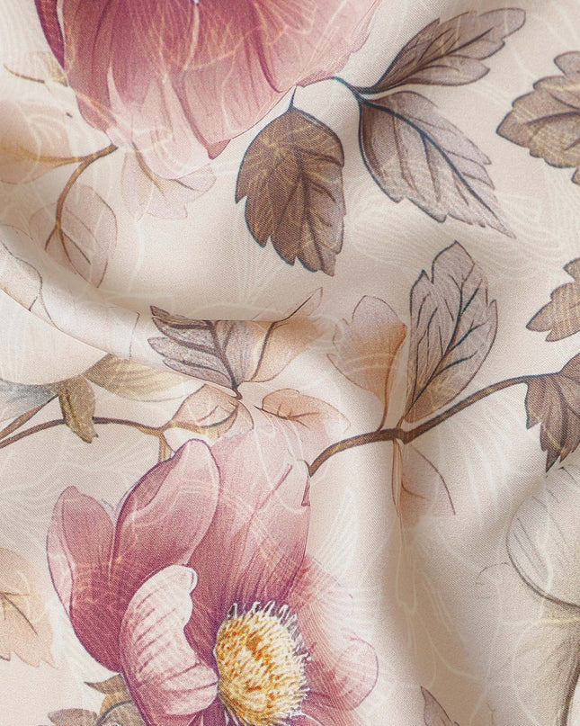 Cream Beige Synthetic Satin Fabric 110cm
