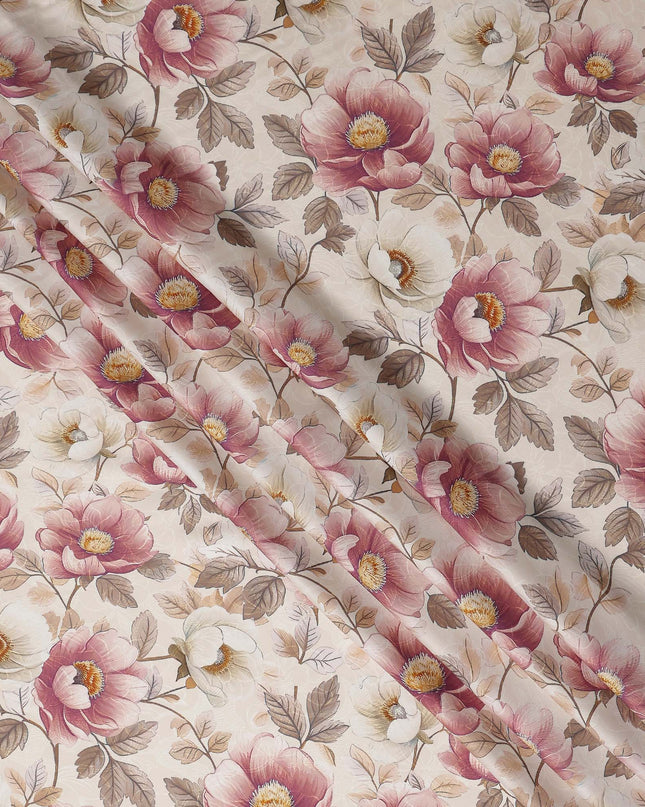 Cream Beige Synthetic Satin Fabric 110cm