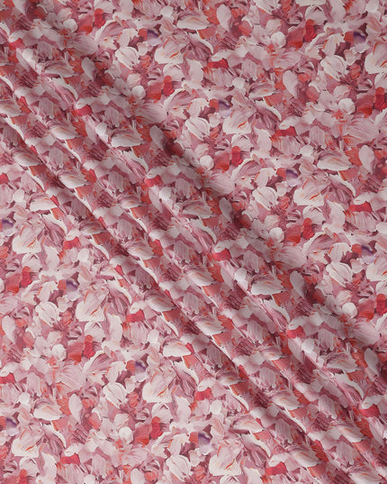 Rose Coral Synthetic Satin Fabric 110cm