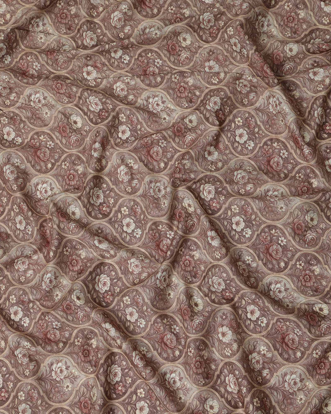 Rosewood Mauve Cotton Lawn Printed Fabric 110cm