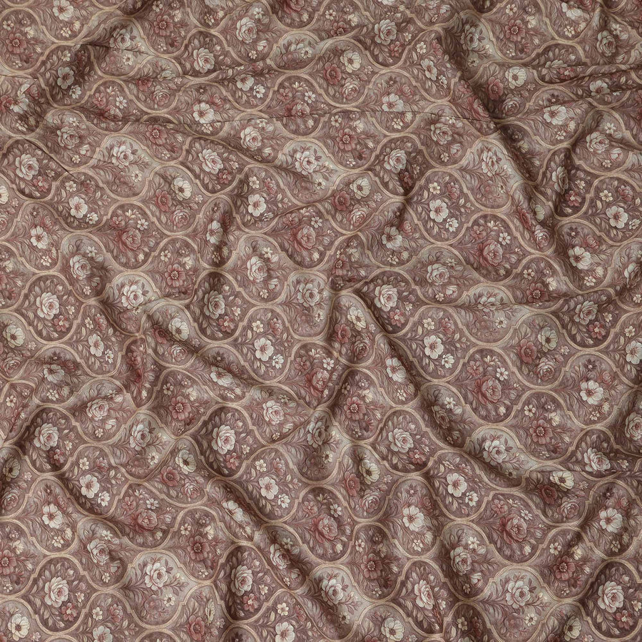 Rosewood Mauve Cotton Lawn Printed Fabric 110cm
