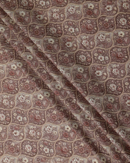 Rosewood Mauve Cotton Lawn Printed Fabric 110cm
