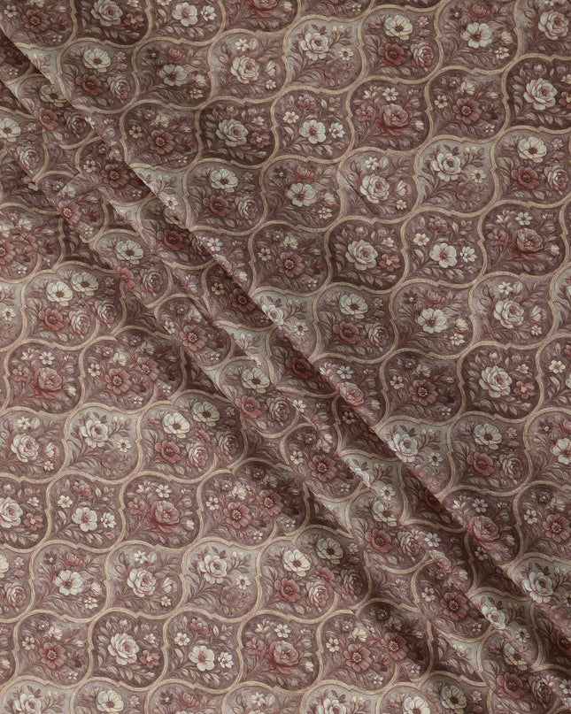 Rosewood Mauve Cotton Lawn Printed Fabric 110cm